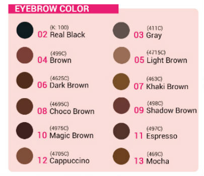 Eyebrow Color Chart